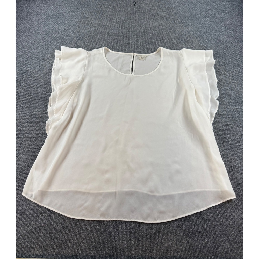 Ariat Womens XXL White Flutter Sleeve Keyhole Back Blouse Top Polyester